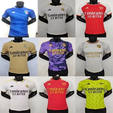 Adidas Football jerseys collection featuring Real Madrid and Arsenal kits