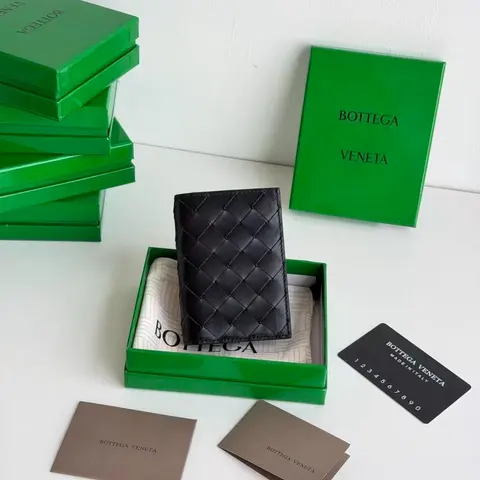 Bottega Veneta Men's Short Woven Leather Wallet