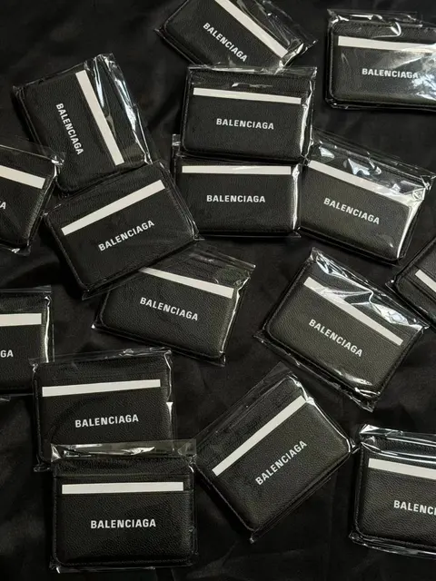 Balenciaga Black Leather Card Holders