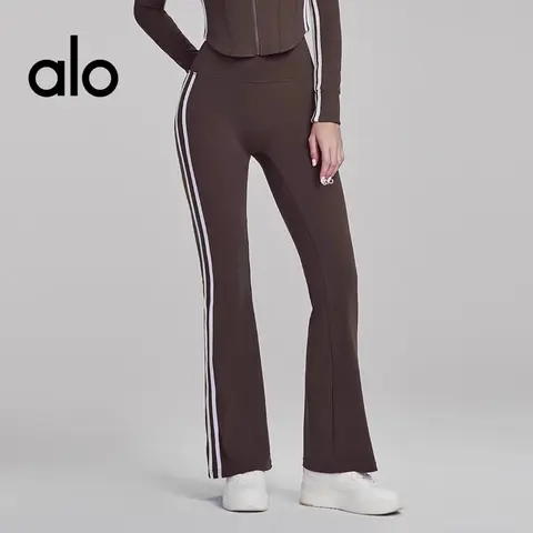 alo Yoga Flared Leggings with Side Stripes