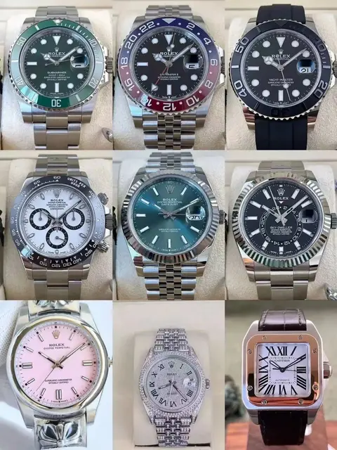 Rolex Watch Collection Featuring Submariner, GMT-Master II, Yacht-Master, Cosmograph Daytona, Datejust, Sky-Dweller, Oyster Perpetual, and Cartier Tank