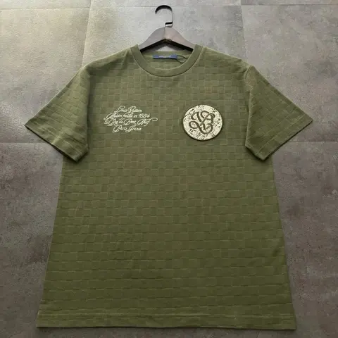 Louis Vuitton Olive Green T-Shirt with Monogram Patch