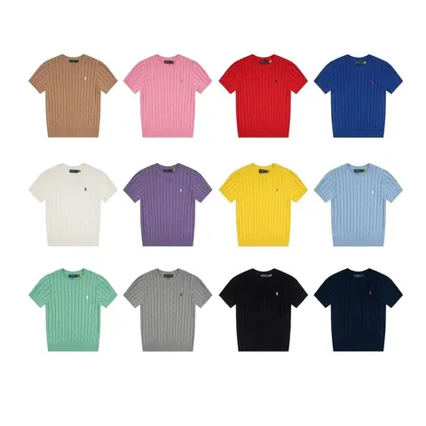 Ralph Lauren Cable Knit Short Sleeve Sweaters - Multi Color Collection