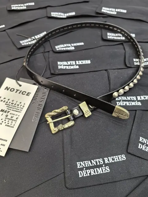 Enfants Riches Déprimés Leather Belt with Gold Buckle