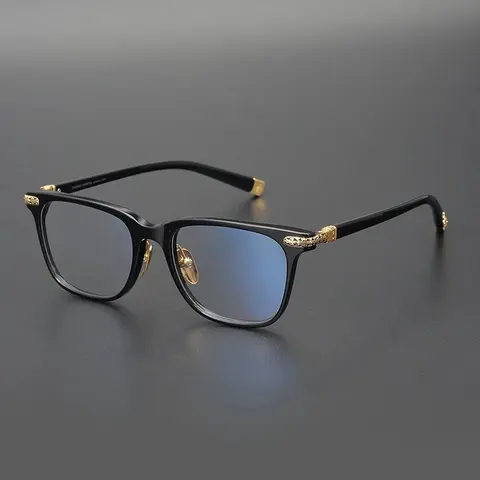 Black Square Sunglasses with Gold Accents