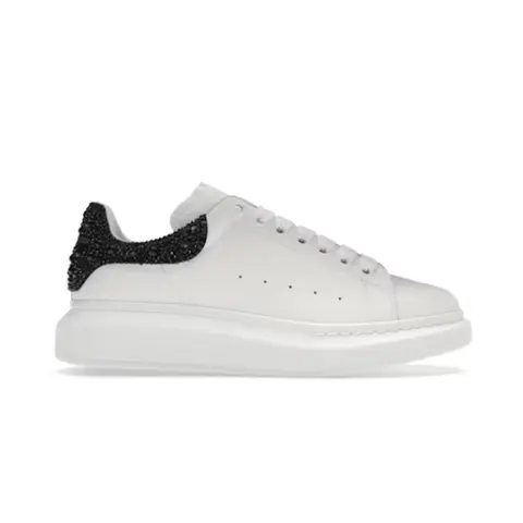 Balenciaga White Leather Sneakers with Black Beaded Heel
