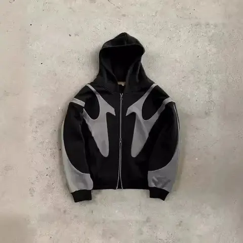 Black and Gray Panel Hoodie
