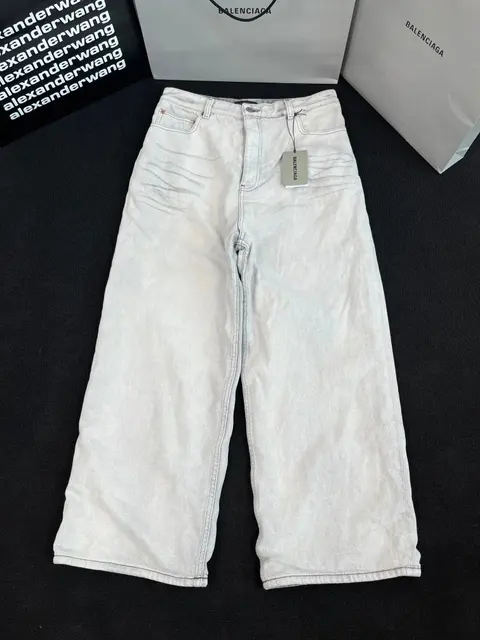 Balenciaga Light Wash Wide Leg Jeans
