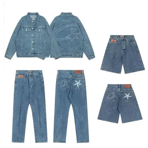 Celine Denim Collection - Jacket, Jeans, and Shorts with Star Embroidery
