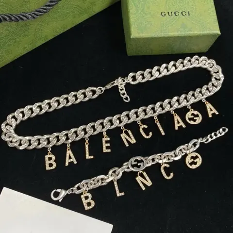 Balenciaga Letter Charm Chain Bracelets