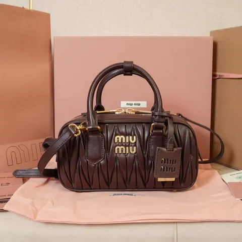 Miu Miu Brown Quilted Leather Handbag