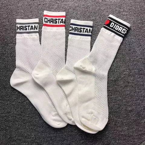 Christian Dior White Mesh Socks Collection