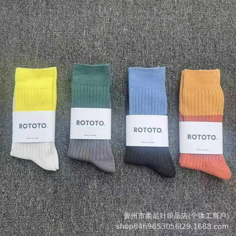 ROTOTO Color Block Crew Socks Set