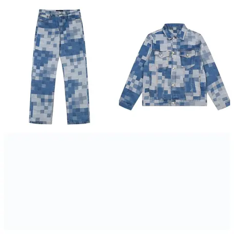Pixel Denim Jacket and Pants Set