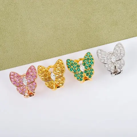 Alhambra Earrings 925 Sterling Silver Butterfly Studs