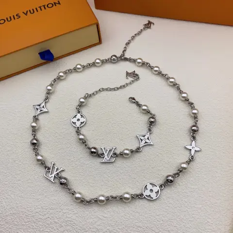 Louis Vuitton Pearl and Monogram Necklace Set
