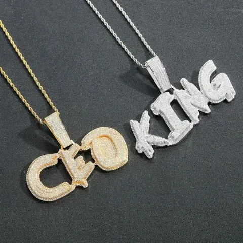 CEO and KING Iced Out Pendant Necklaces