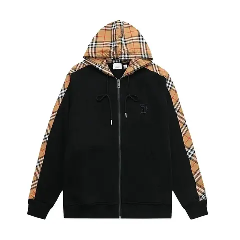 Burberry Check-Panel Zip Hoodie