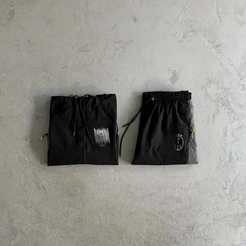 Black Drawstring Shorts with Logo Patch