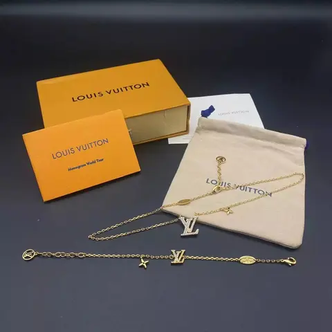 Louis Vuitton Monogram World Tour Necklace and Bracelet Set
