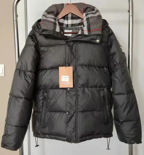 Burberry Black Puffer Jacket with Check Lining