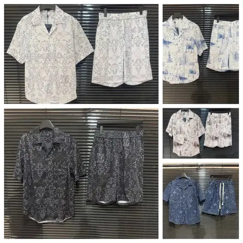 Louis Vuitton Monogram Print Shirt and Shorts Sets