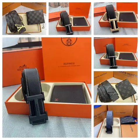 Hermès and Louis Vuitton Belts and Wallets Collection