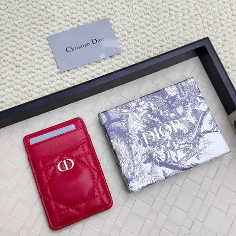 Dior Red Quilted Card Holder