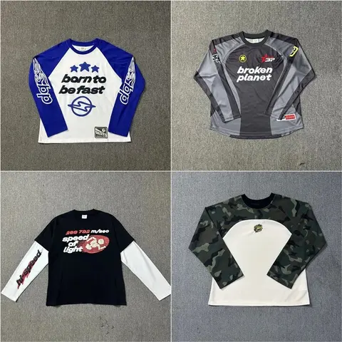 Motocross Jersey Collection Featuring Born to Be Fast, Broken Planet, Speed of Light, and Camo Designs