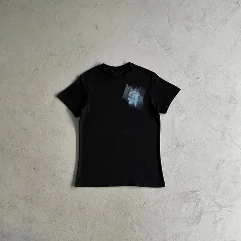 Black T-Shirt with Abstract Blue Print