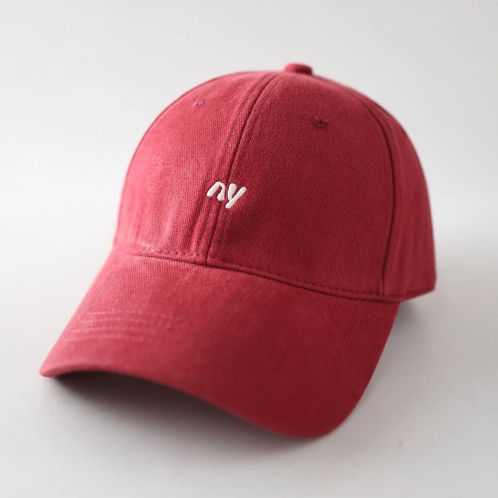棒球帽磨毛nv红色