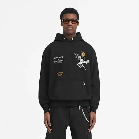 Horizons by Represent Black Hoodie with Angel Graphic