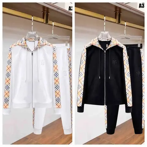 Burberry-Style Check Trim Hoodie and Jogger Set