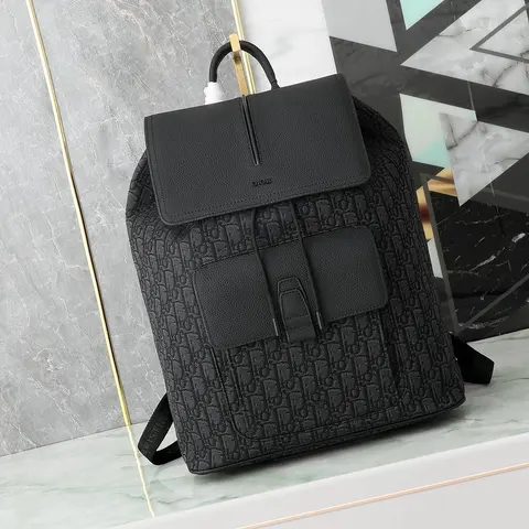 Dior Black Oblique Pattern Backpack