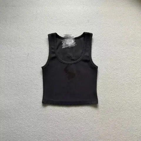Black Ribbed Crop Tank Top