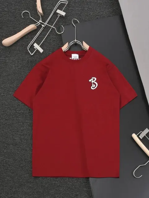 Burberry Red T-Shirt with Embroidered Logo