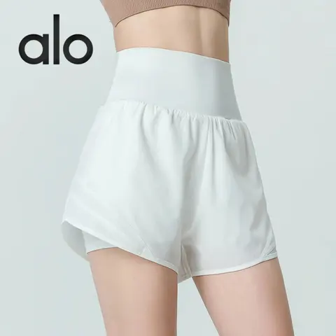 alo Yoga High-Waisted White Running Shorts