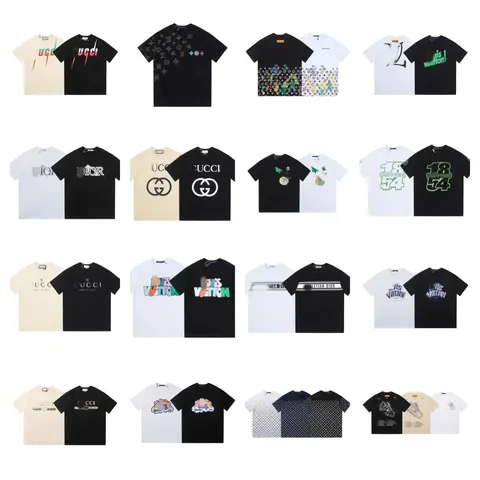 Luxury Brand T-Shirt Collection Featuring Gucci, Dior, Louis Vuitton, and Supreme