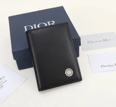 Christian Dior Black Leather Wallet with CD Logo