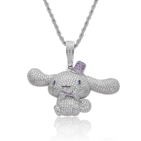 Diamond-Encrusted Cinnamoroll Pendant Necklace