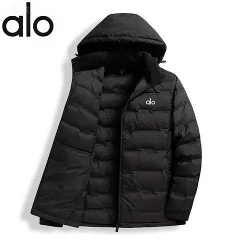 alo Black Hooded Puffer Jacket