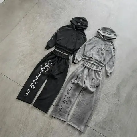 Two-Tone Hoodie and Jogger Set with 'They Can't Be Me' Print