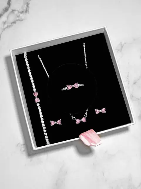 Pandora Exclusive Jewelry Set: Ring, Necklace, Earrings, and Bracelet (4-Piece)