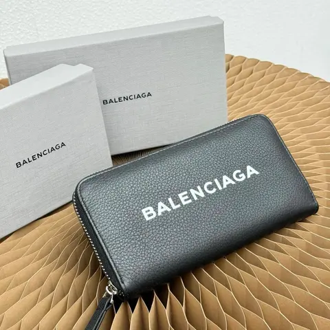 Balenciaga Logo Print Leather Wallet