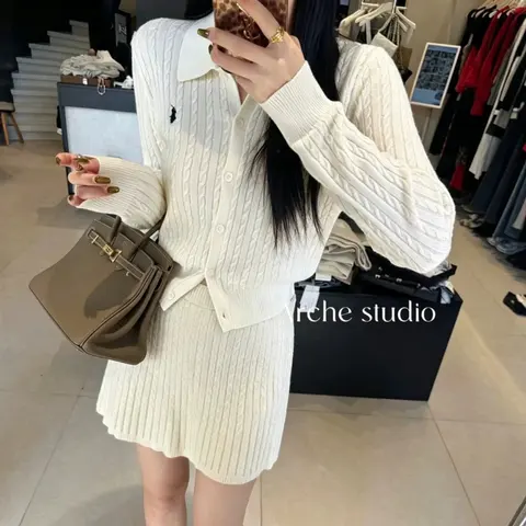 Arche Studio Cream Cable Knit Sweater Set