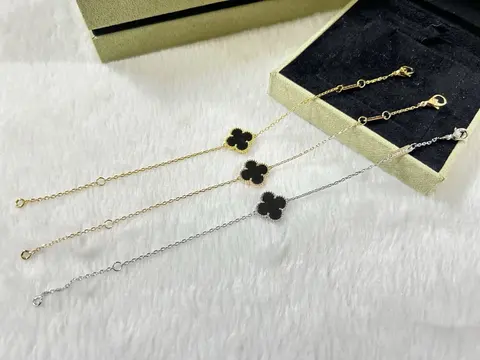 Black Clover Pendant Chain Bracelets Set