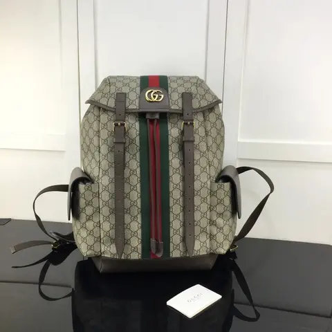 Gucci GG Supreme Backpack with Web Stripe
