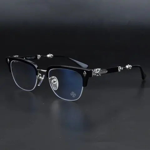 Cesare Paciotti Black Acetate Eyeglasses with Silver Accents