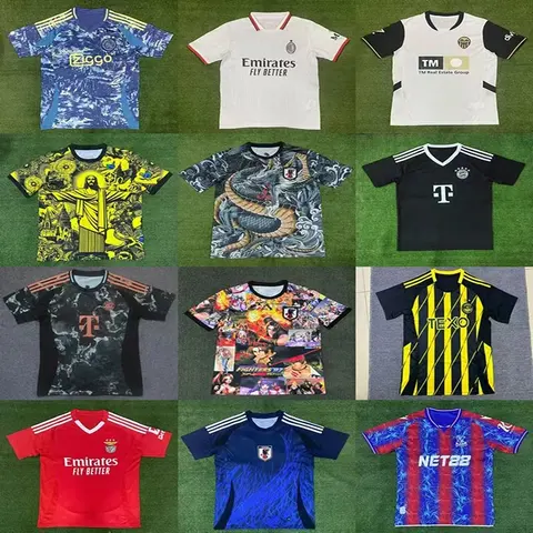 Collection of Custom Football Jerseys Featuring Various Designs and Brands