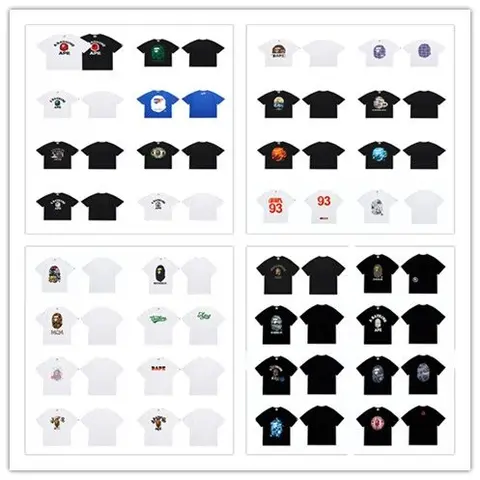 Collection of Graphic T-Shirts Featuring Various Logos and Designs